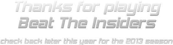 Thanks for playing Beat the Insiders